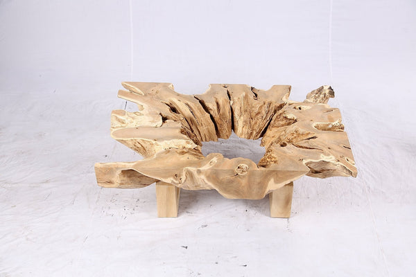 48” Inch Rectangular Sculptured Teak Root Coffee Table 242B - Dyag East