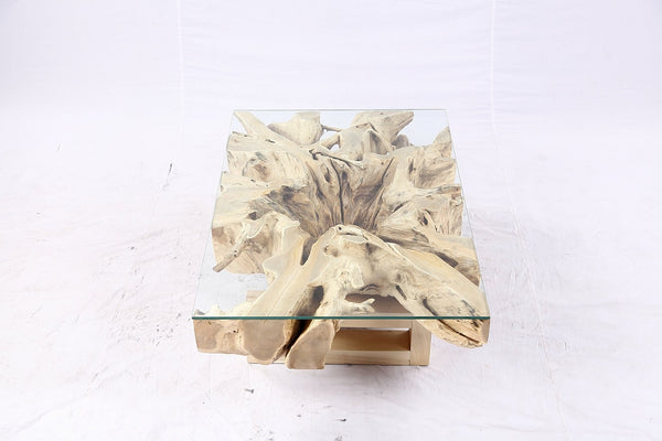 48” Inch Rectangular Sculptured Teak Root Coffee Table 243A - Dyag East