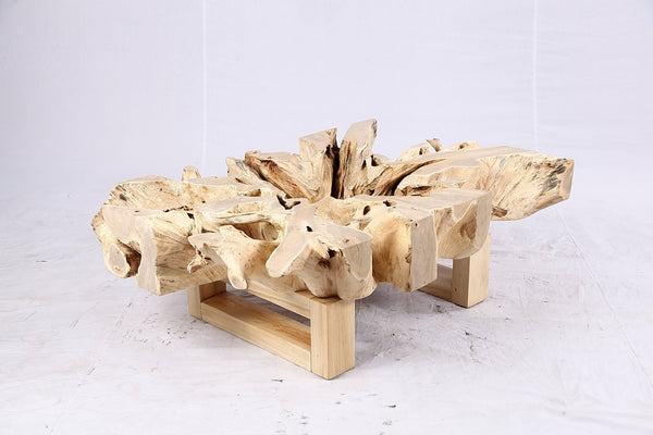 48” Inch Rectangular Sculptured Teak Root Coffee Table 243B - Dyag East
