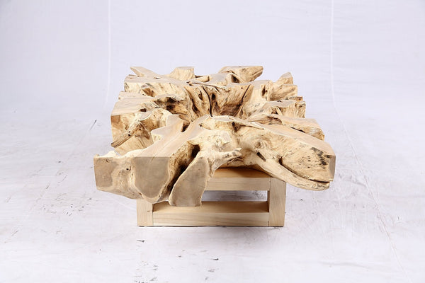 48” Inch Rectangular Sculptured Teak Root Coffee Table 243B - Dyag East