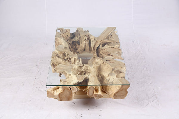 48” Inch Rectangular Sculptured Teak Root Coffee Table 244A - Dyag East
