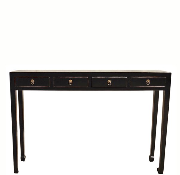 48" Long 4 Drawer Black Ming Console Table - Dyag East