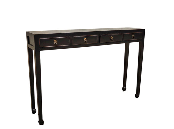 48" Long 4 Drawer Black Ming Console Table - Dyag East
