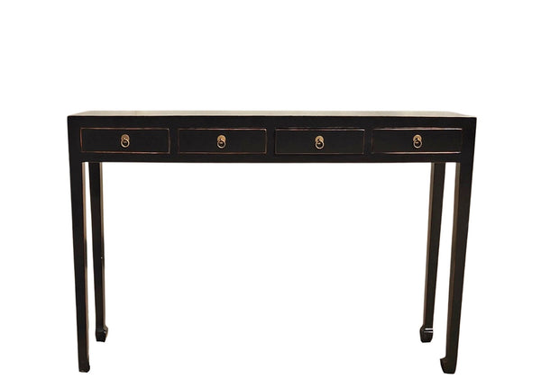 48" Long 4 Drawer Black Ming Console Table - Dyag East
