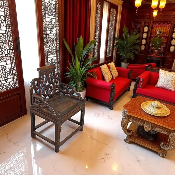 A Pair Antique Chinese Rosewood Arm Chairs