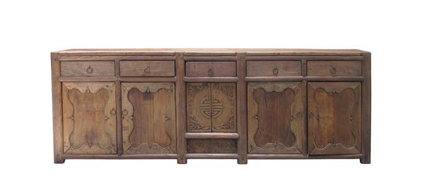 5 Drawer 28 Inch Tall Antique Elm Sideboard - Dyag East