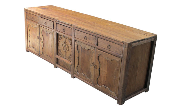5 Drawer 28 Inch Tall Antique Elm Sideboard - Dyag East