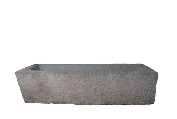 56" Inch Long Hand Chiseled Stone Trough 1 - Dyag East