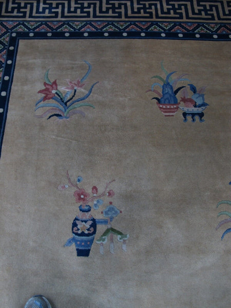 Vintage Chinese Art Deco Rugs: 12'5" x 9'2"