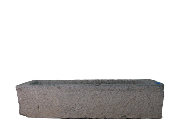 59" Inch Long Hand Chiseled Stone Trough 13 - Dyag East
