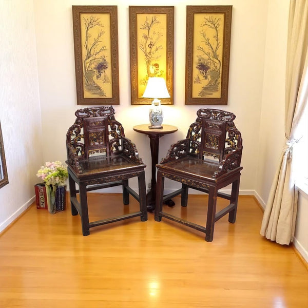 Pair Antique Chinese Taishi Chairs 1