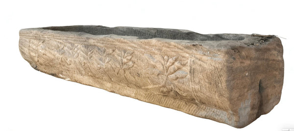 70" Inch Long Hand Chiseled Stone Trough 63 - Dyag East