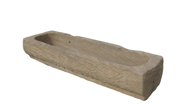 70" Inch Long Hand Chiseled Stone Trough 63 - Dyag East