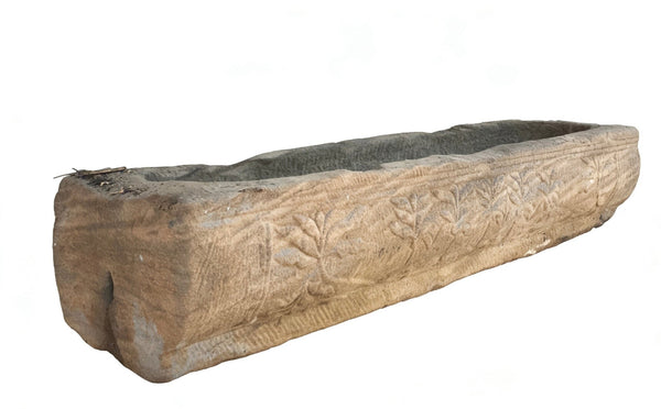 70" Inch Long Hand Chiseled Stone Trough 63 - Dyag East