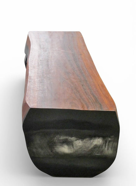 70" Long Hand Carved Modern Sculptural Bench in Ebony & Brown - Dyag East