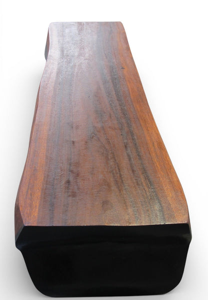 70" Long Hand Carved Modern Sculptural Bench in Ebony & Brown - Dyag East