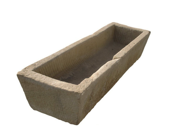 71" Inch Long Hand Chiseled Stone Trough 61 - Dyag East