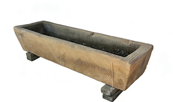 71" Inch Long Hand Chiseled Stone Trough 61 - Dyag East