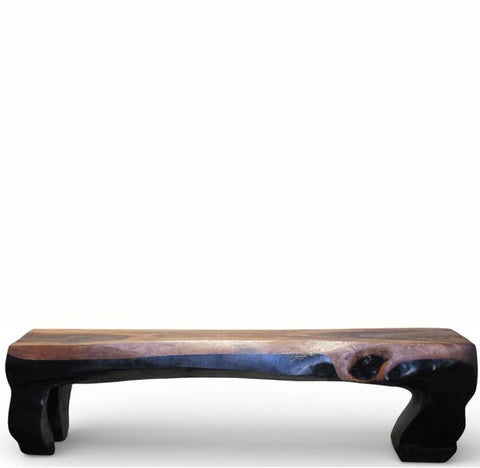 71" Long Two - Tone Hand Carved Modern Sculptural Bench in Ebony & Brown - Dyag East