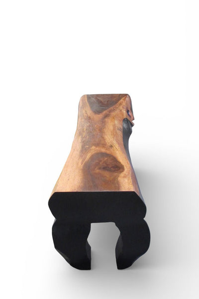71" Long Two - Tone Hand Carved Modern Sculptural Bench in Ebony & Brown - Dyag East