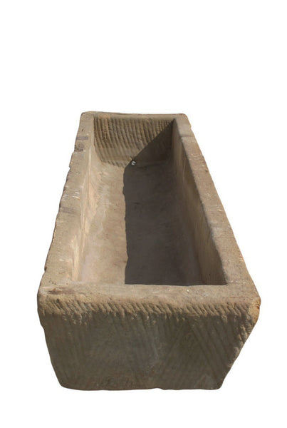 74" Inch Long Hand Chiseled Stone Trough 62 - Dyag East