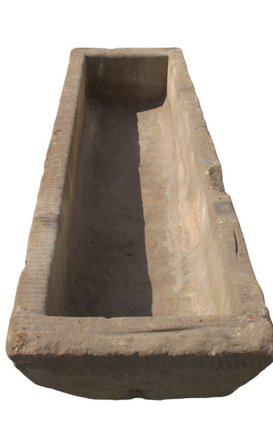 74" Inch Long Hand Chiseled Stone Trough 62 - Dyag East