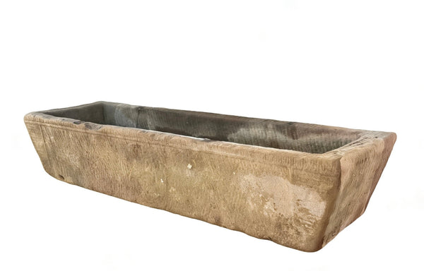 74" Inch Long Hand Chiseled Stone Trough 62 - Dyag East