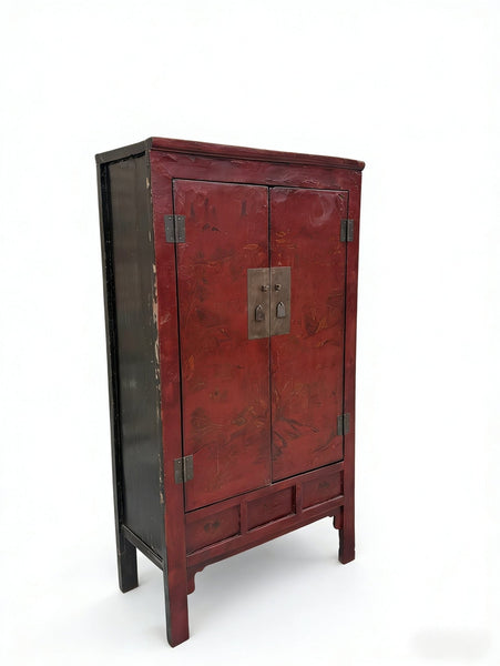 80" Inch High Chinoiserie - Style Red Elm Armoire - Dyag East