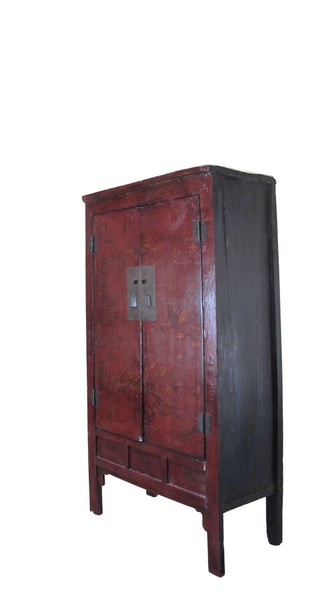 80" Inch High Chinoiserie-Style Red Elm Armoire - Dyag East