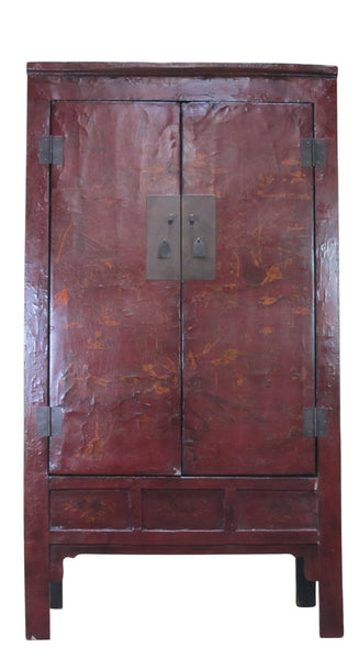 80" Inch High Chinoiserie-Style Red Elm Armoire - Dyag East