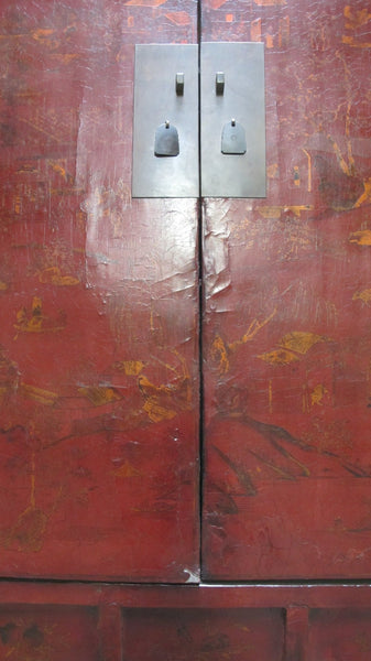 80" Inch High Chinoiserie-Style Red Elm Armoire - Dyag East