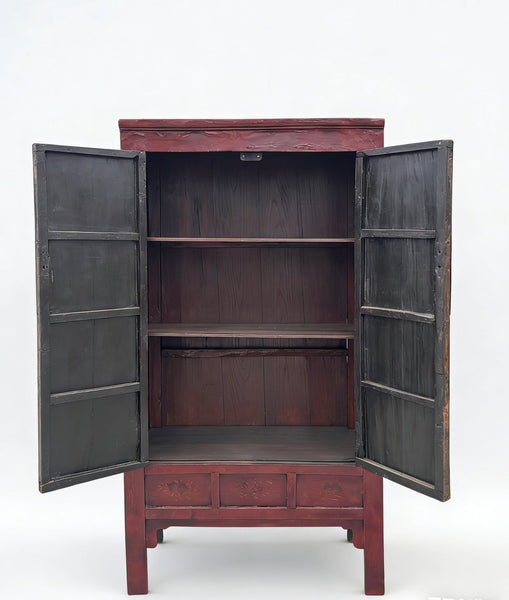 80" Inch High Chinoiserie - Style Red Elm Armoire - Dyag East