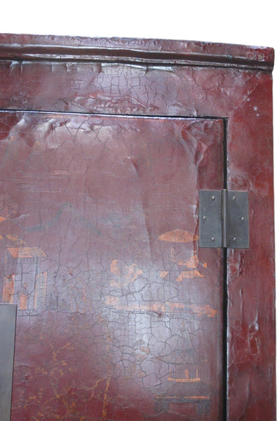 80" Inch High Chinoiserie-Style Red Elm Armoire - Dyag East