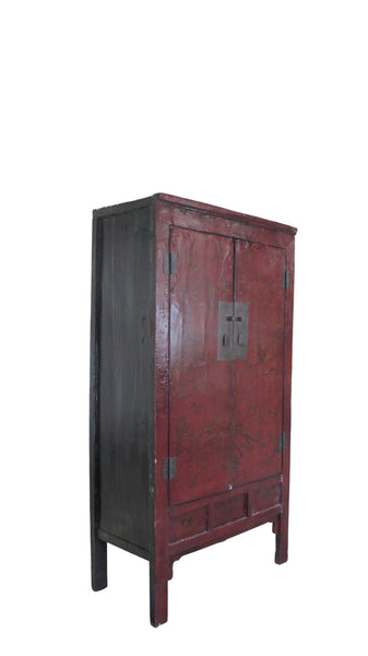 80" Inch High Chinoiserie-Style Red Elm Armoire - Dyag East