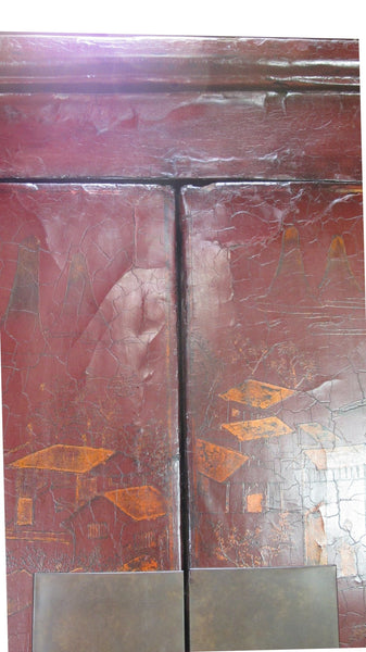 80" Inch High Chinoiserie-Style Red Elm Armoire - Dyag East