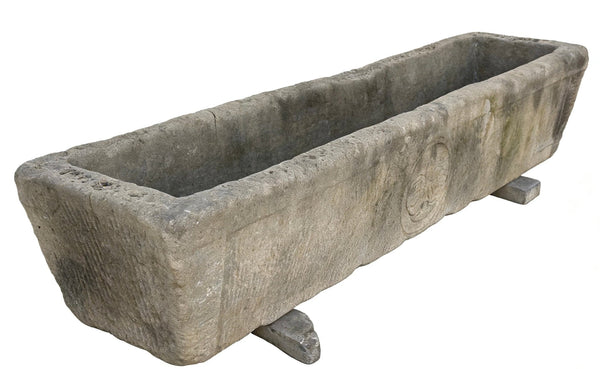87" Inch Long Hand Chiseled Stone Trough 65 - Dyag East
