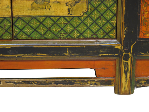 9 Feet Long Hand Painted Antique Asian Sideboard - Dyag East