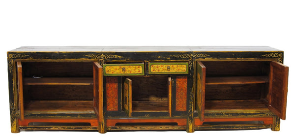 9 Feet Long Hand Painted Antique Asian Sideboard - Dyag East