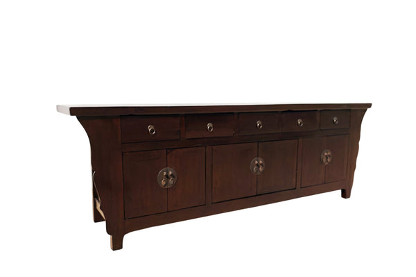 93" Long Antique Chinese 5 Drawer Buffet Sideboard Cabinet - Dyag East