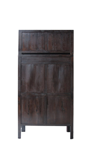 96" Tall Red Lacquer Antique Chinese Chinoiserie-Style Cabinet - Dyag East