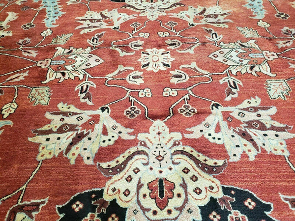 10' X 14' Vintage Hand Made Turkish Wool Rug Carpet Red Black Hand Knotted Nice