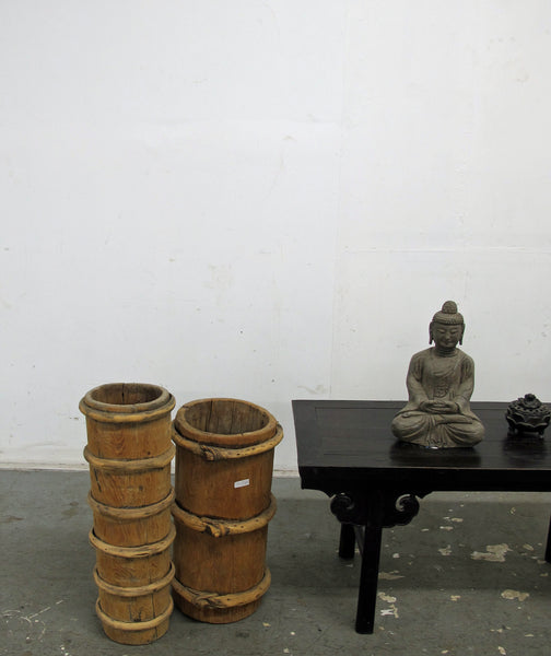 Pair Tibetan Butter Barrel  26' & 22" Tall