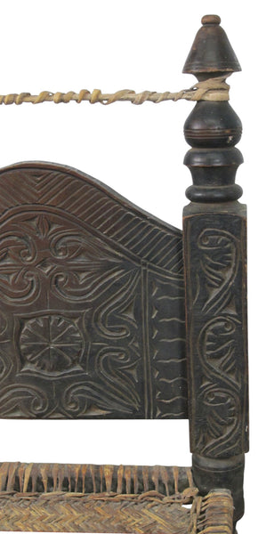 Vintage Rajasthani Charpoy Chair Set with Hand-Painted Bajot Table – Hand-Carved Indian Rosewood, 1980s