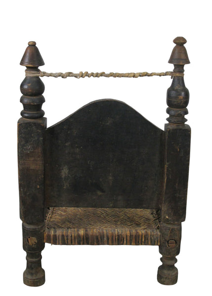 Vintage Rajasthani Charpoy Chair Set with Hand-Painted Bajot Table – Hand-Carved Indian Rosewood, 1980s