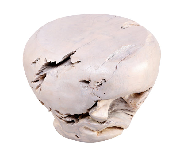 Bleached White Teak Root Accent or Side Table or Stool 24