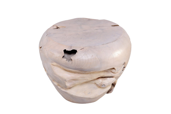 Bleached White Teak Root Accent or Side Table or Stool 24
