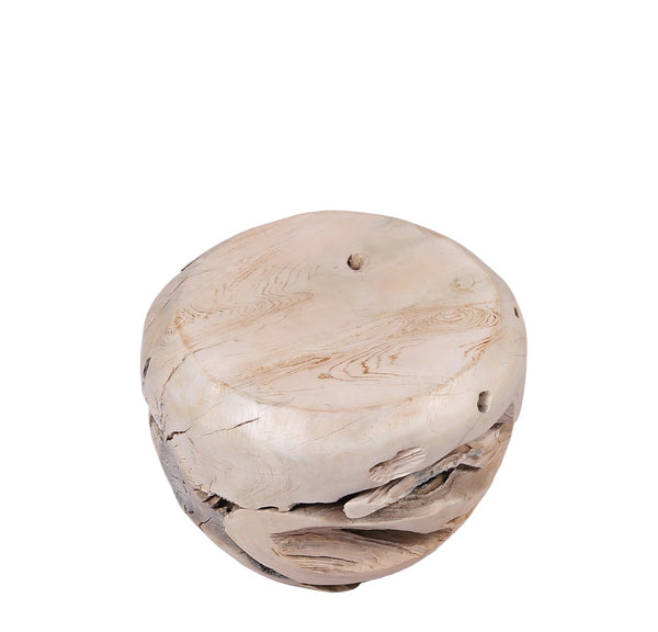Bleached White Teak Root Accent or Side Table or Stool 30