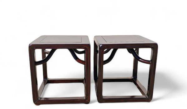 Pair Handcrafted Square Asian Tables