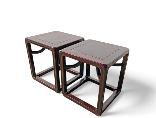 Pair Handcrafted Square Asian Tables