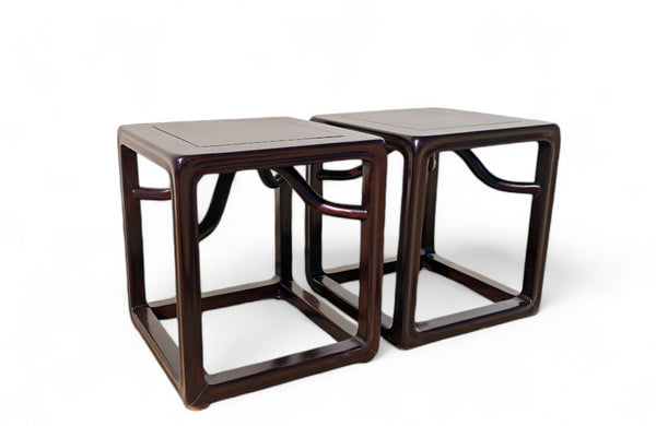 Pair Handcrafted Square Asian Tables